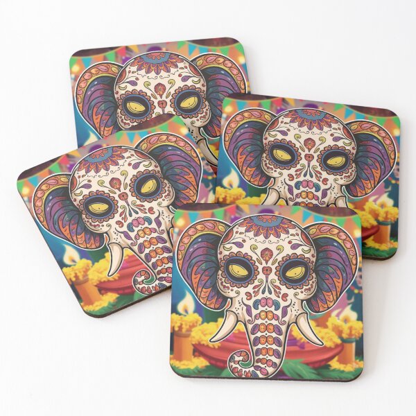 Item preview, Elephant Portrait. sugar skull day, day of the dead, calavera, mexican skull, colorful skull, candy skull designed and sold by ElephantVibes.