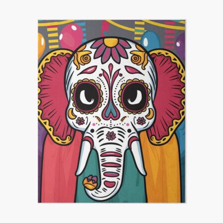 Elephant sugar buying skull, gift for elephant lovers, good luck plaque, handcrafted plaque, ornate day of the dead, wall decor, unique gift E-3