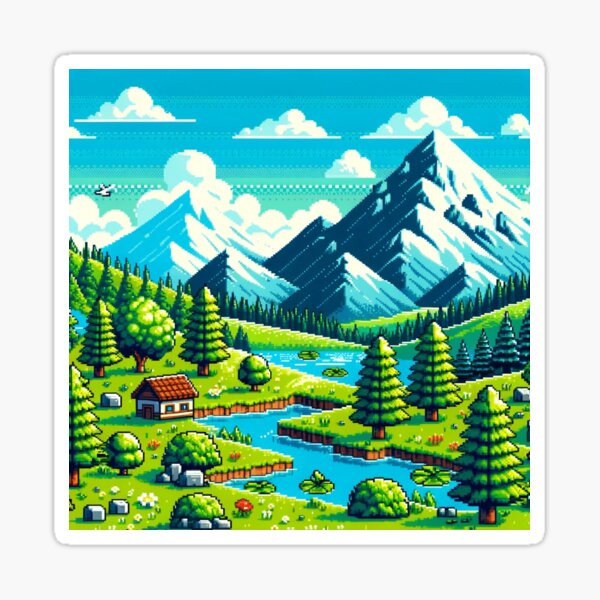 Item preview, Artsy Pixelized 8bit Landscape  designed and sold by aibuydesign.