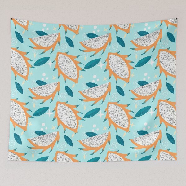 Item preview, Yellow, teal and turquoise dragon fruits designed and sold by Home Cyn Home.
