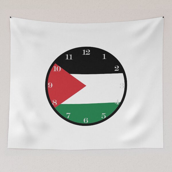 Item preview, Palestinian flag wall clock designed and sold by Numbers-Art.