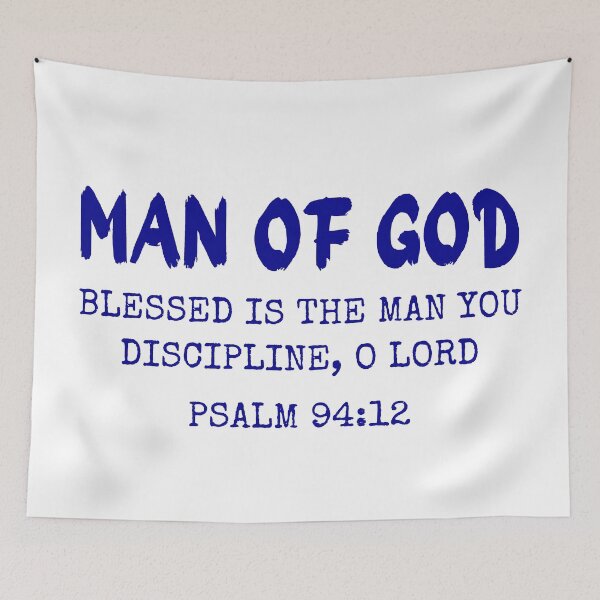 Item preview, Man of God, Psalm: 94: 12, blue design.  designed and sold by MoriaStore.