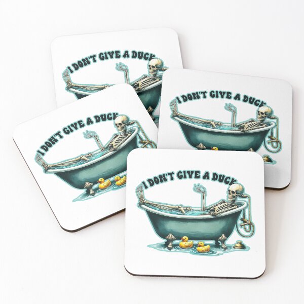 Item preview, I don't give a duck: funny skeleton in clawfoot tub with rubber duckies. designed and sold by JoyOfHopeStore.
