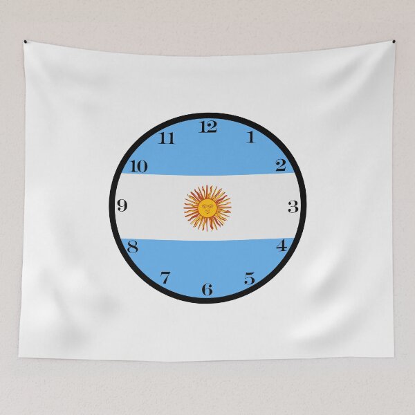 Item preview, Argentinian flag wall clock designed and sold by Numbers-Art.