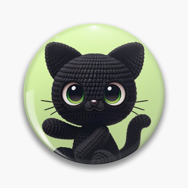 Item preview, Amigurumi Mystical Black Crochet Cat with Green Eyes Plush designed and sold by SeGoArtDesign.