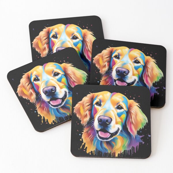 Item preview, Vibrant Rainbow Golden Retriever Portrait Design For Dog Lovers designed and sold by kakarikihill.