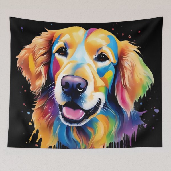 Item preview, Vibrant Rainbow Golden Retriever Portrait Design For Dog Lovers designed and sold by kakarikihill.