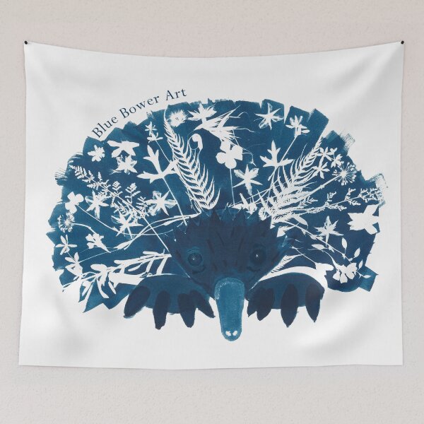 Item preview, Echidna Animal Cyanotype Art designed and sold by Blue Bower Art.