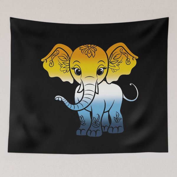 Item preview, Cute Elephant AroAce Pride Flag, Kawaii Elephant AroAce Design  designed and sold by Travelslightly.