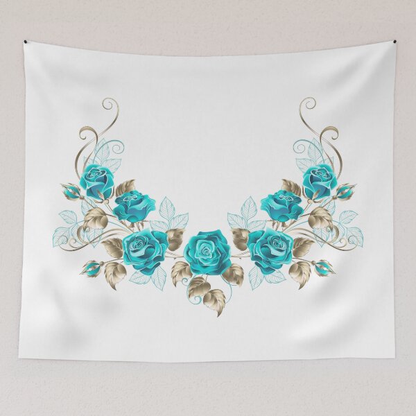 Item preview, Symmetrical garland with turquoise roses designed and sold by Blackmoon9.