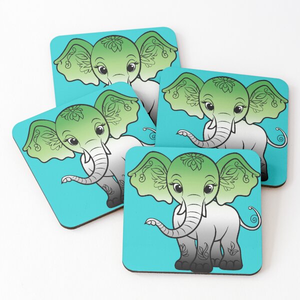 Item preview, Cute Elephant Aromantic Pride Flag, Kawaii Elephant Aromantic Design  designed and sold by Travelslightly.