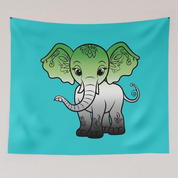 Item preview, Cute Elephant Aromantic Pride Flag, Kawaii Elephant Aromantic Design  designed and sold by Travelslightly.
