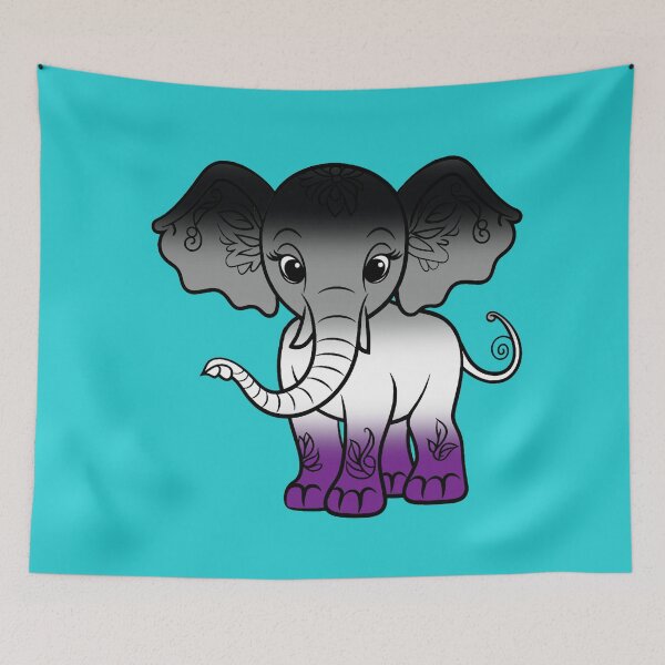 Item preview, Cute Elephant Asexual Pride Flag, Kawaii Elephant Ace Design  designed and sold by Travelslightly.