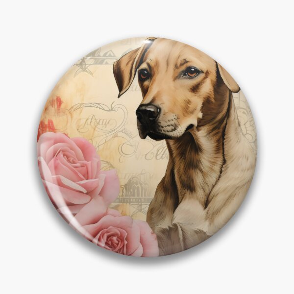 Aperçu de l'œuvre Brown dog pink roses créée et vendue par CircusValley.