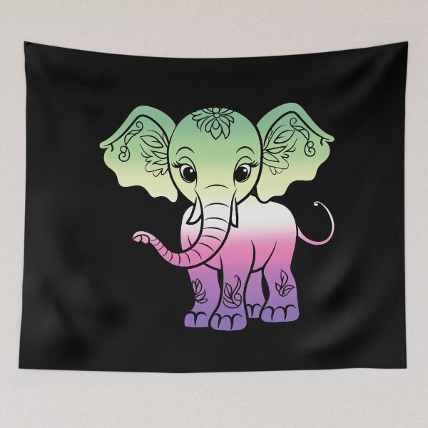Item preview, Cute Elephant Genderfae Pride Flag, Kawaii Elephant Genderdoe Design, fae faer genderfaunet   designed and sold by Travelslightly.