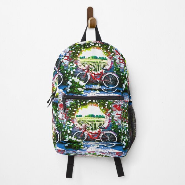 Item preview, red bicycle, white tire, vineyard background designed and sold by janjacbu.