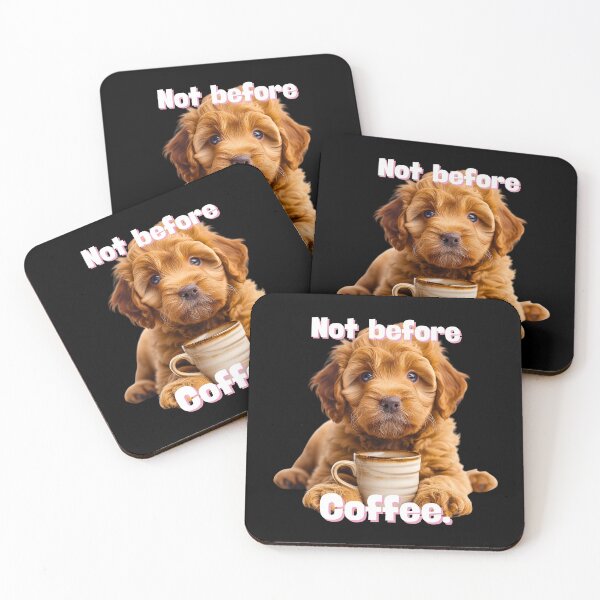 Item preview, Cute Coffee Lover Golden Doodle Puppy  designed and sold by HollywoodInked.