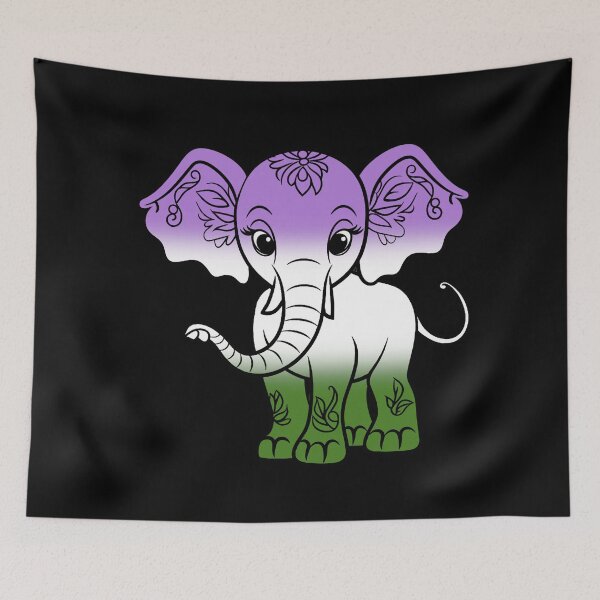 Item preview, Cute Elephant Genderqueer Pride Flag, Kawaii Elephant Genderqueer Design  designed and sold by Travelslightly.