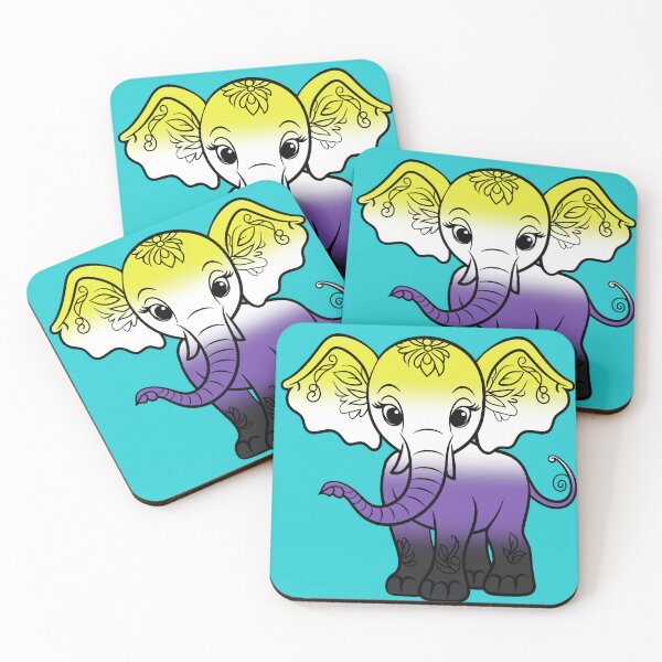 Item preview, Cute Elephant Nonbinary Pride Flag, Kawaii Elephant Enby Design  designed and sold by Travelslightly.