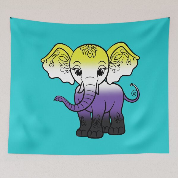 Item preview, Cute Elephant Nonbinary Pride Flag, Kawaii Elephant Enby Design  designed and sold by Travelslightly.