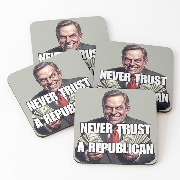Item preview, Funny anti Trump T-shirts and stickers: Never trust a Republican designed and sold by Malloy.rocks.