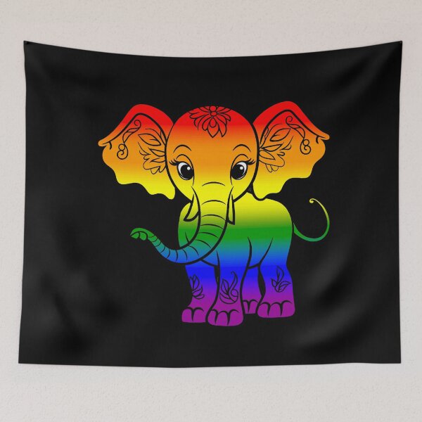 Item preview, Cute Elephant LGBTQIA Rainbow Pride Flag, Kawaii Elephant Rainbow Design  designed and sold by Travelslightly.