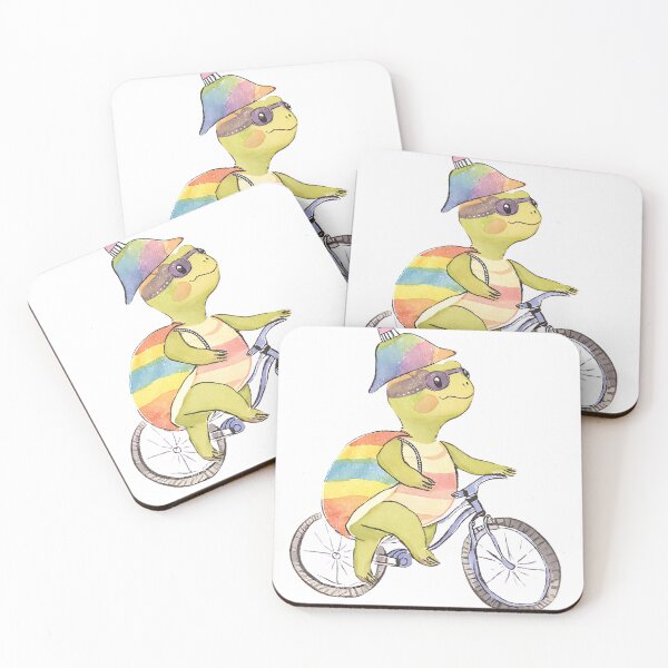 Item preview, Cute little turtle wearing colorful clothes rides bicycle designed and sold by gao7650.
