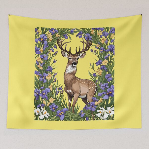 Item preview, Michigan White Tailed Deer With Iris Flower 4 designed and sold by taiche.
