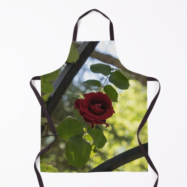 Item preview, Líneas y encuadre: rosa roja que florece sobre la valla de un jardín designed and sold by Georgia Mizuleva.