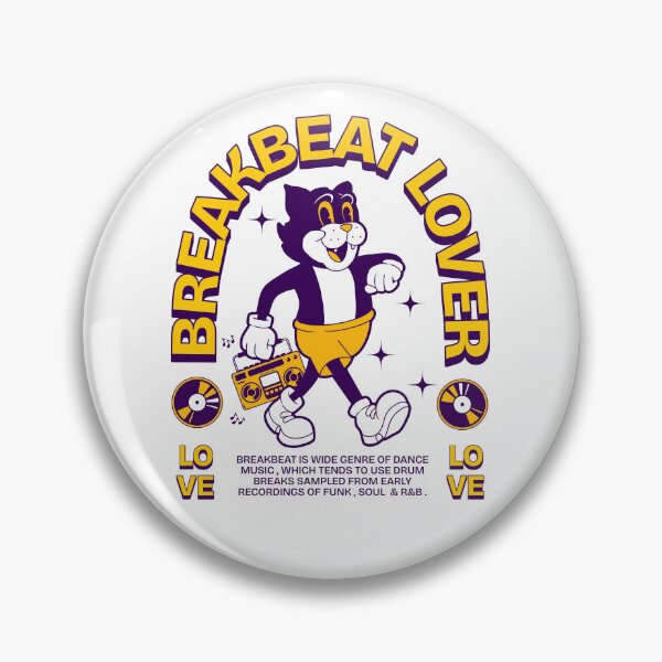 Item preview, BREAKBEAT  - Lover Retro Mascot Cat (purple/gold) designed and sold by Discothreadz.