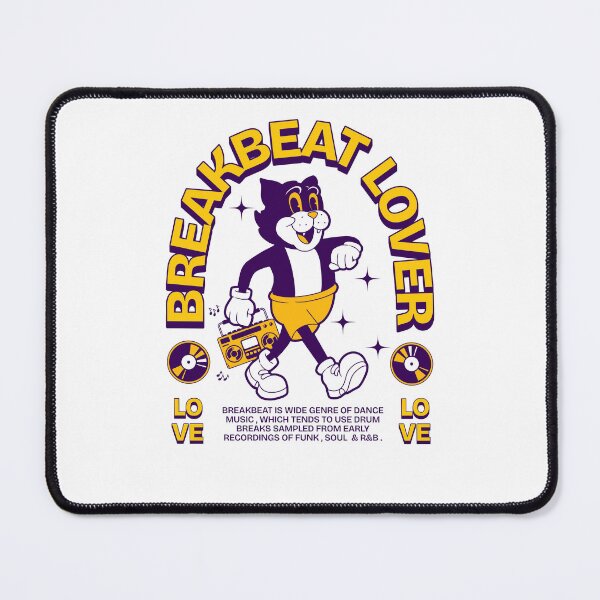 Item preview, BREAKBEAT  - Lover Retro Mascot Cat (purple/gold) designed and sold by Discothreadz.