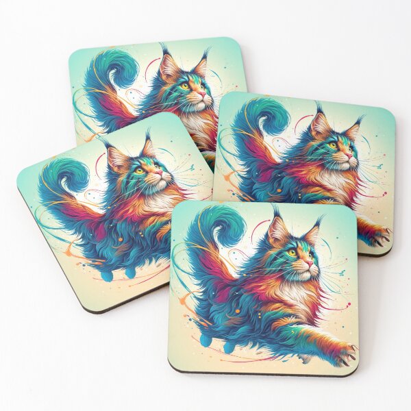 Item preview, Colorful Maine Coon Cat Art designed and sold by RetroPop23.