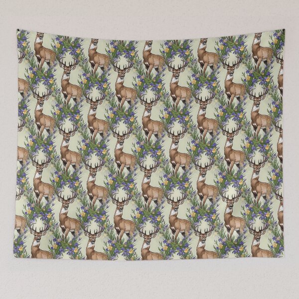 Item preview, Michigan White Tailed Deer With Iris Flower 4 Pattern designed and sold by taiche.