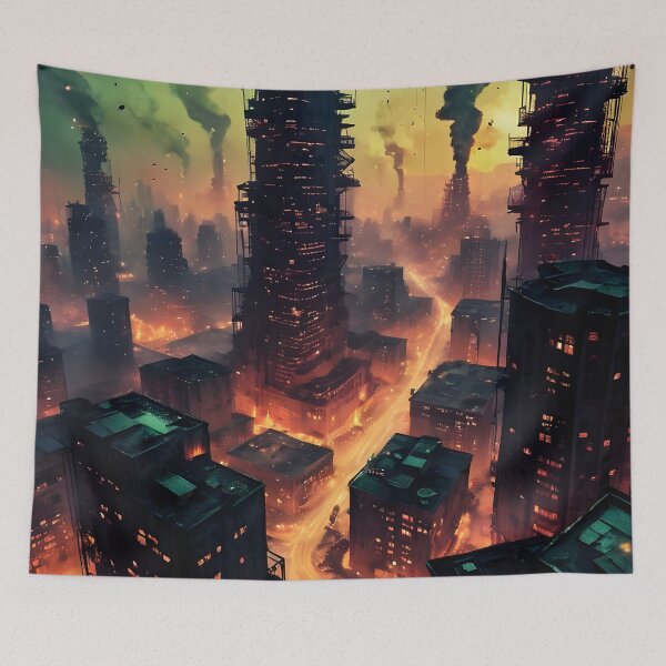 Item preview, Vibrant Industrial Cityscape designed and sold by ByteyCreatives.