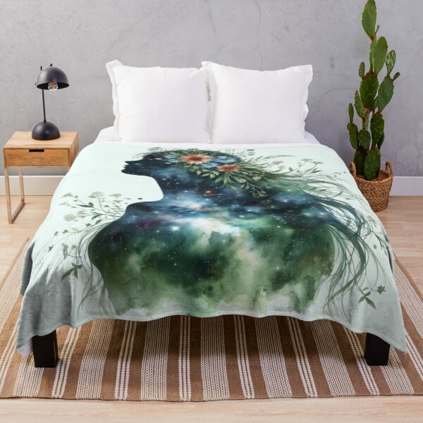 Item preview, Woman silhouette blue flowers galaxy double exposure designed and sold by Margival.