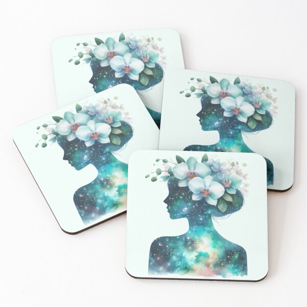 Item preview, Woman silhouette orchid flowers galaxy double exposure designed and sold by Margival.
