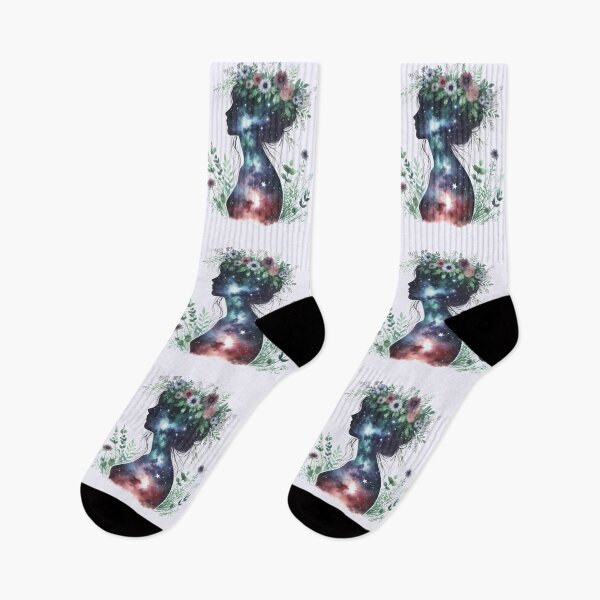 Item preview, Woman silhouette field flowers galaxy double exposure designed and sold by Margival.