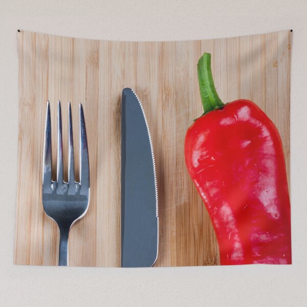 Item preview, Red pepper on chopping board designed and sold by carlotoffolo.