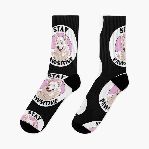 Item preview, STAY PAWSITVE white swiss shepherd  designed and sold by GoodyPaws.
