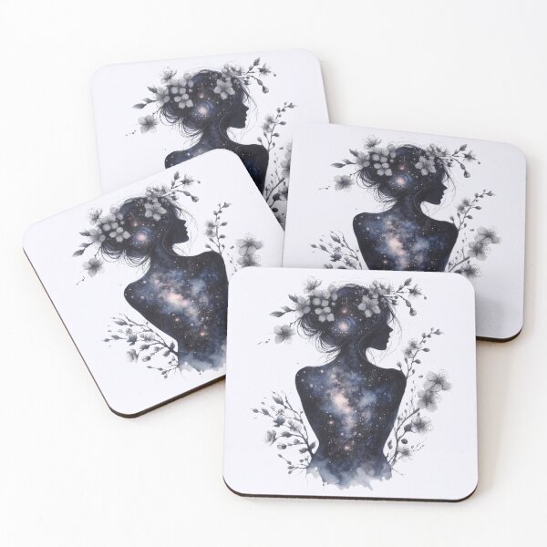 Item preview, Woman silhouette field flowers galaxy double exposure designed and sold by Margival.