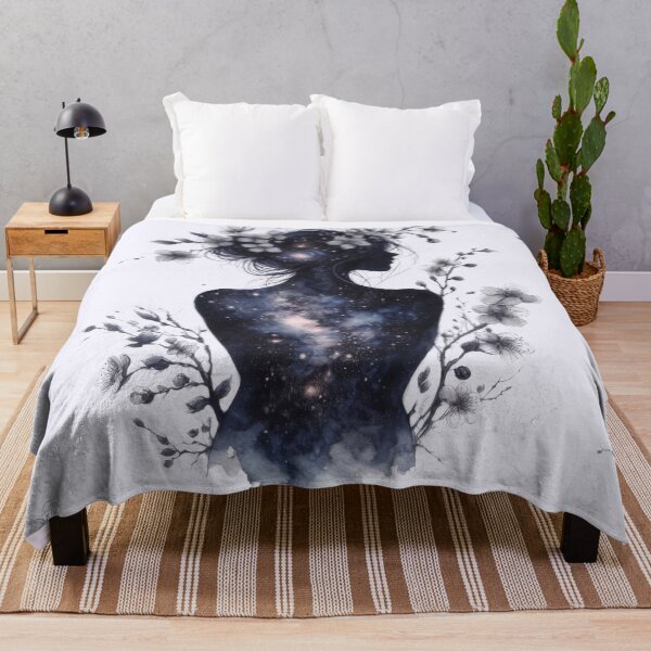 Item preview, Woman silhouette field flowers galaxy double exposure designed and sold by Margival.