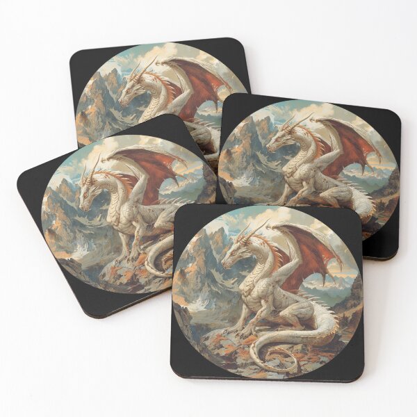Item preview, White Fantasy Dragon | Mountains | Classic 90s Style designed and sold by FantasySoul.