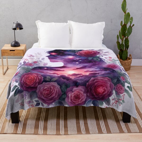 Item preview, Woman silhouette roses flowers galaxy double exposure designed and sold by Margival.