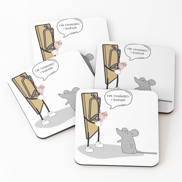 Item preview, I've Changed. I Swear! Sarcastic Cheating Funny Cartoon Mouse Trap designed and sold by GumStickers.