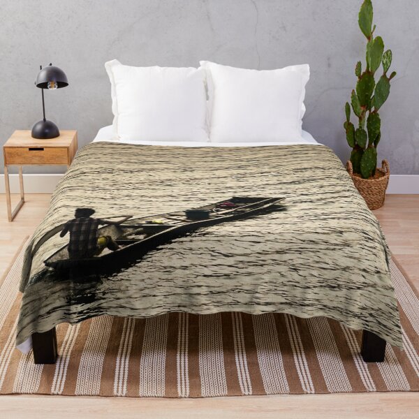 Item preview, Silhouette of a child crossing the river on his boat designed and sold by franck380.