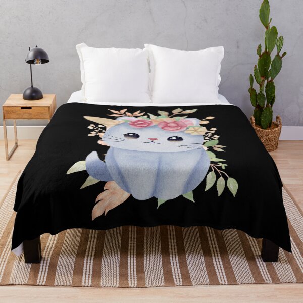 Item preview, Cute cat with flowers designed and sold by yuki-hana.