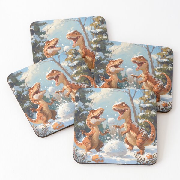 Item preview, Dinosaurs Enjoying a Snowy Day designed and sold by palmyst.