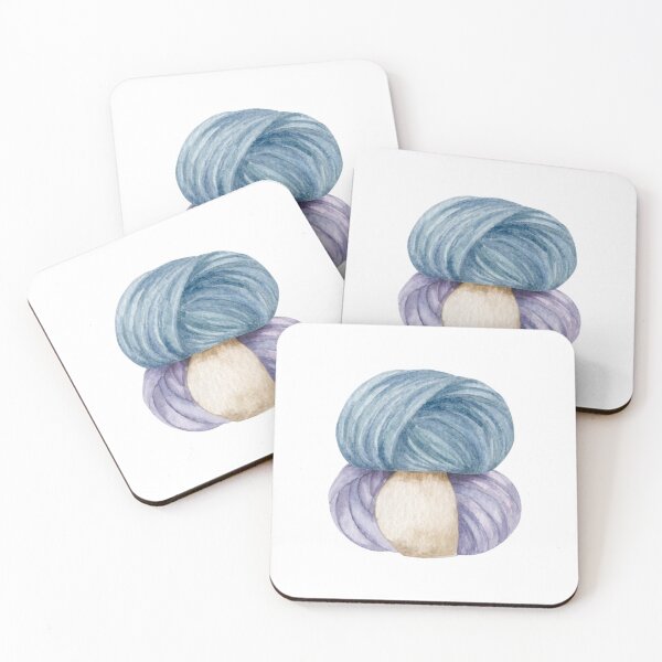 Item preview, Balls of yarn, hand draw, watercolor illustration, blue, purple, wool designed and sold by TanyaKremen.