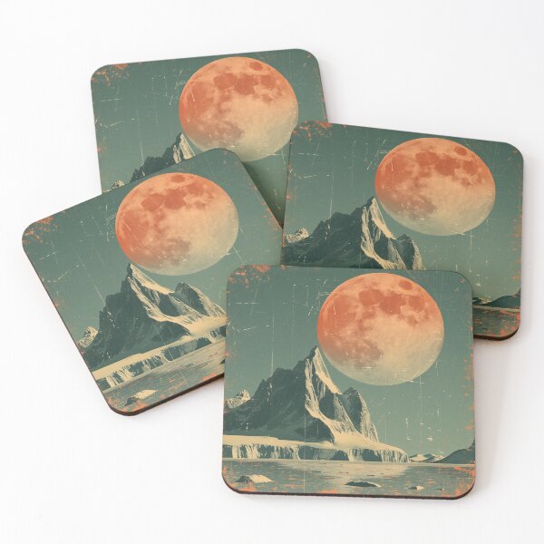 Item preview, Giant Red Moon over Icy Peaks designed and sold by palmyst.
