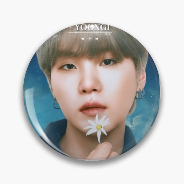 Item preview, BTS Yoongi 'MONOCHROME' Cute, Aesthetic Print, BTS SUGA Holding Flower, Blue Graphic Background. designed and sold by EpiphanyArt28.
